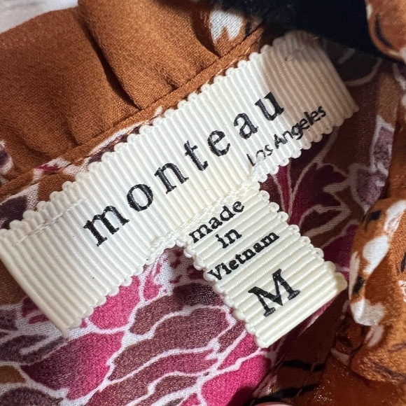 Monteau Floral Bell Sleeve Blouse M - Picture 3 of 7